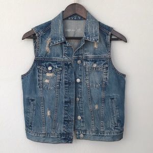 Gap Distressed Denim Vest